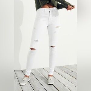 Hollister High Rise Super Skinny Distressed Jeans SZ 25 White
